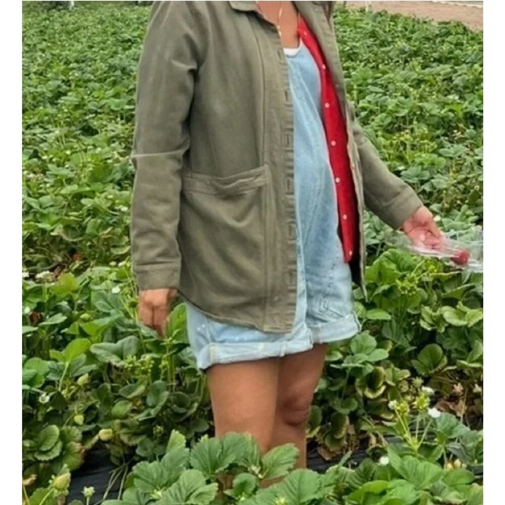 SEZANE Sz L Large Olive Green Will Jacket Coat Cotton - Picture 10 of 11